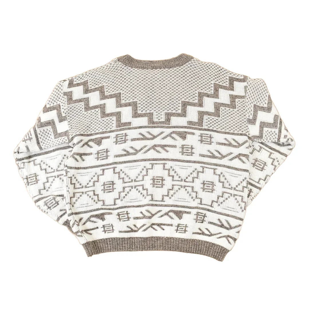 Vintage 1990s Essentiels Abstract Knit Crewneck Sweater Mens L - Image 2