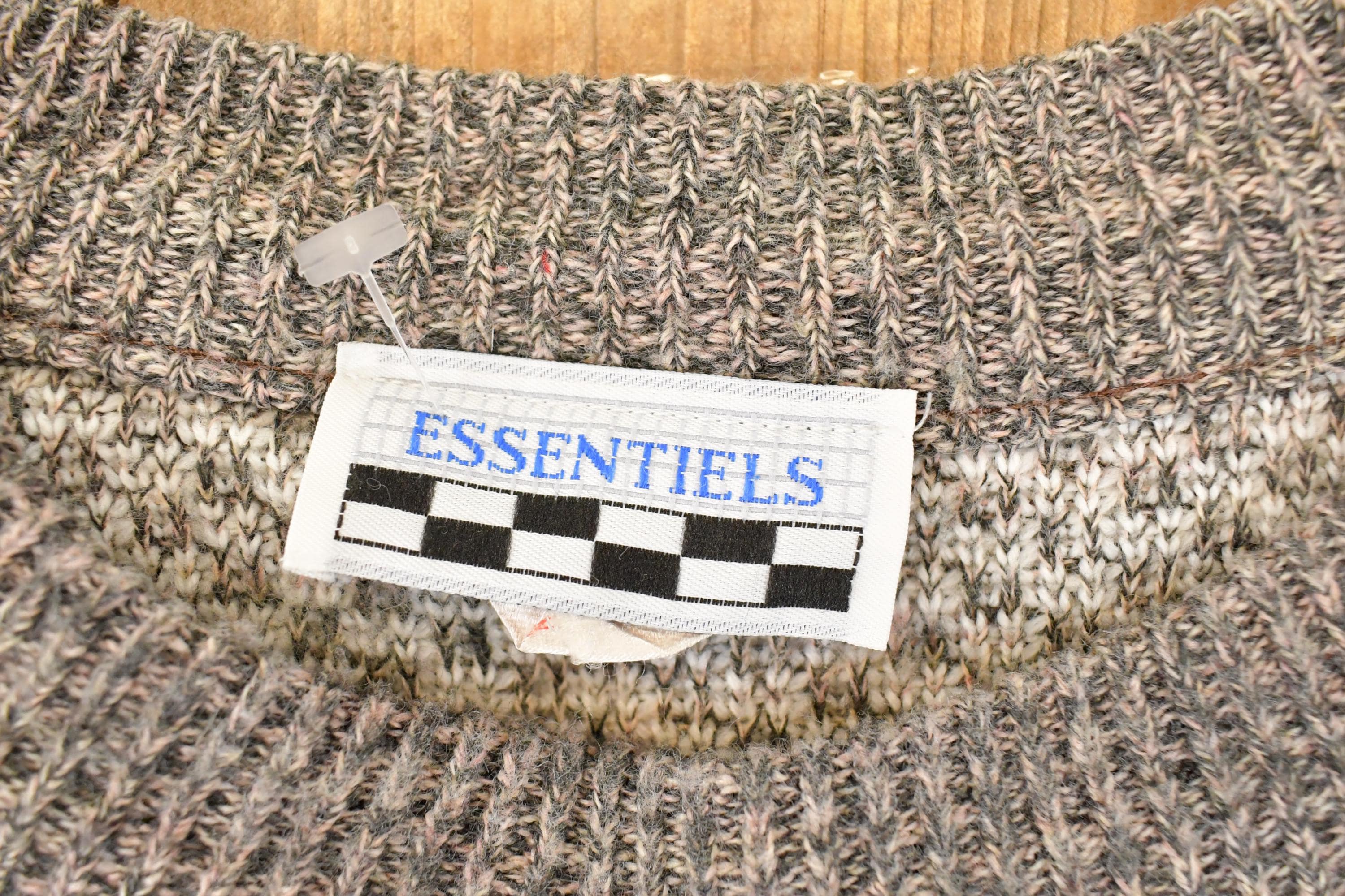 Vintage 1990s Essentiels Abstract Knit Crewneck Sweater Mens L - Image 4