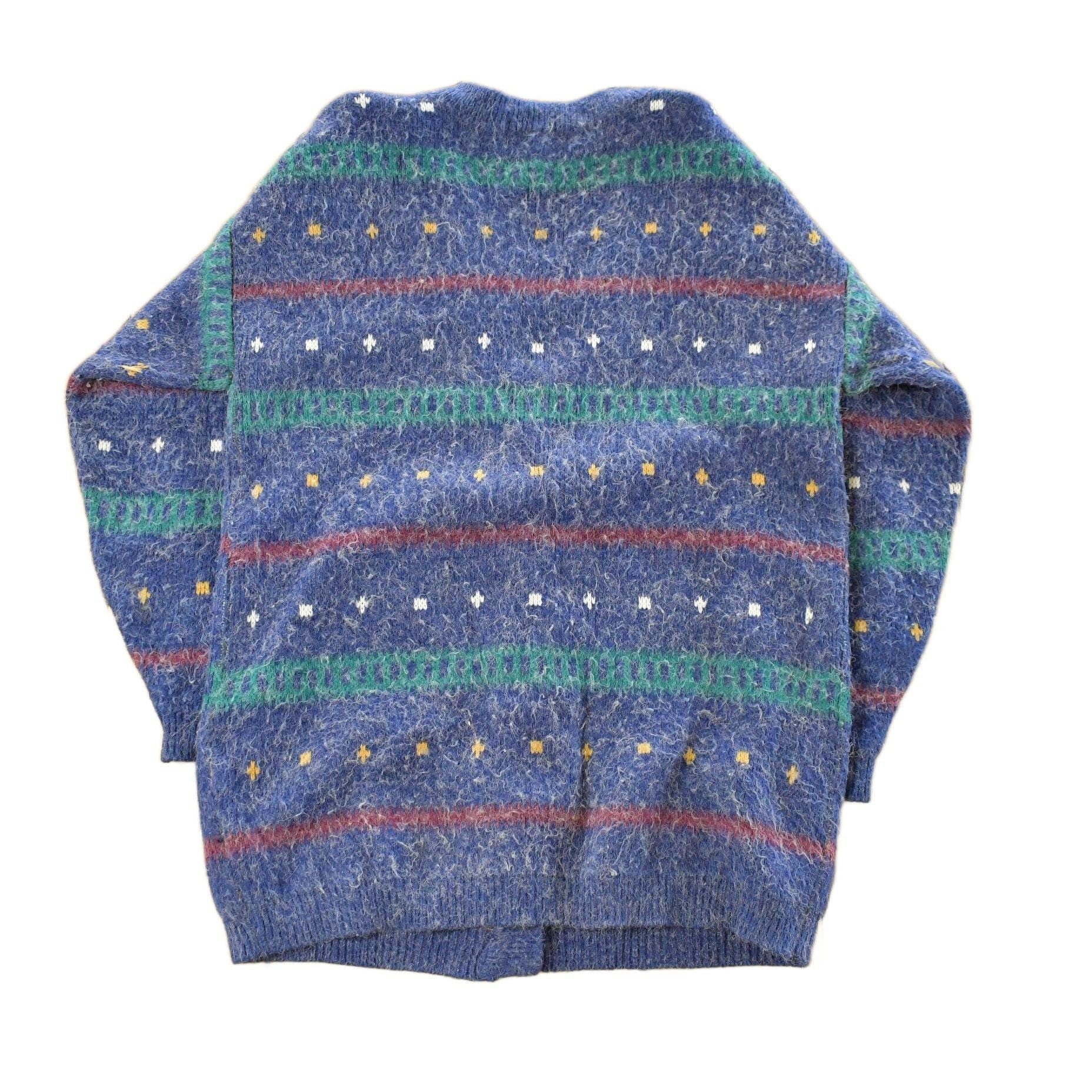 Vintage 1990s Euro Prep Striped Knit Cardigan Sweater Women's S - Image 2