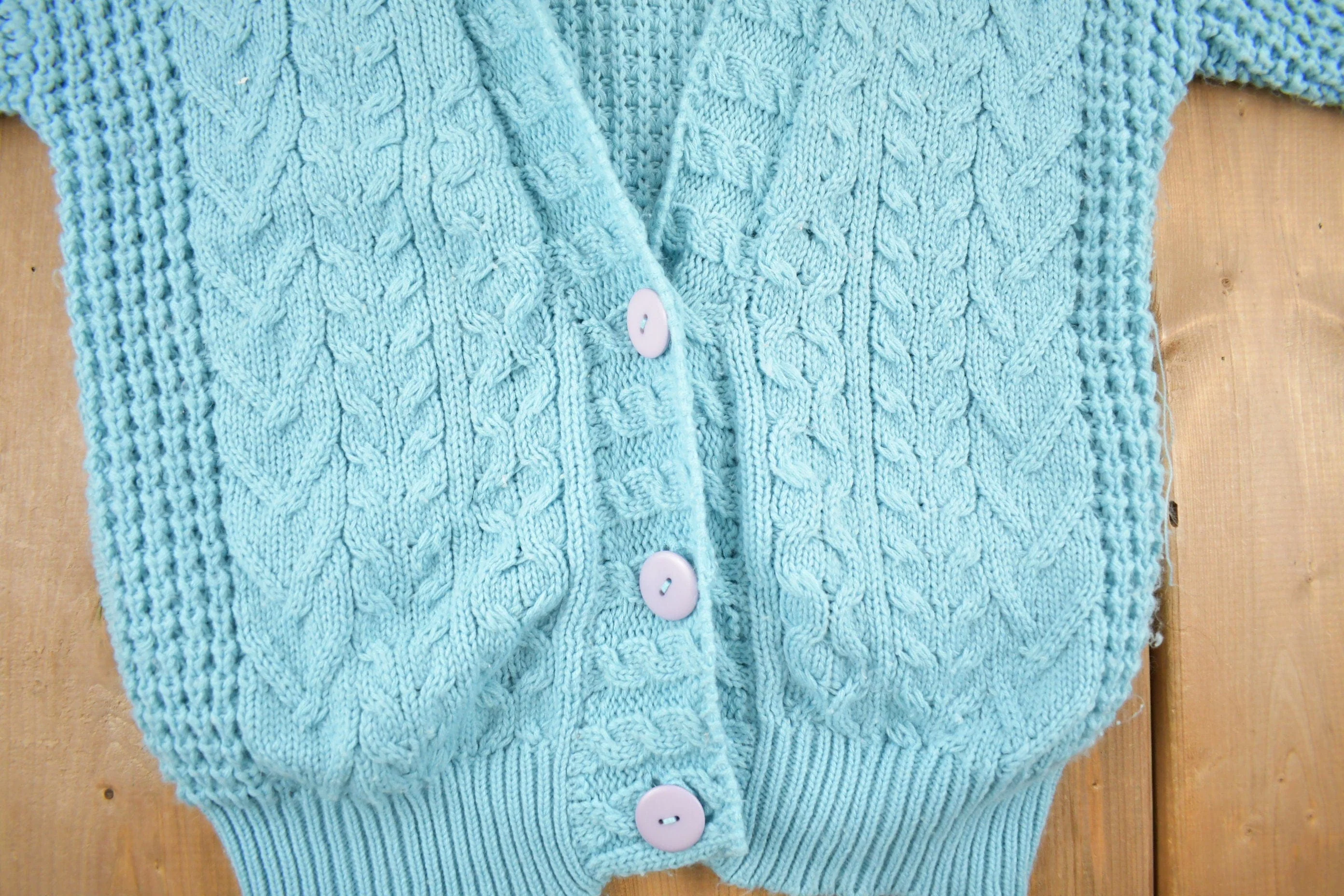 Vintage 1990s Evian Cable Knit Cardigan Sweater Men's L - Image 3