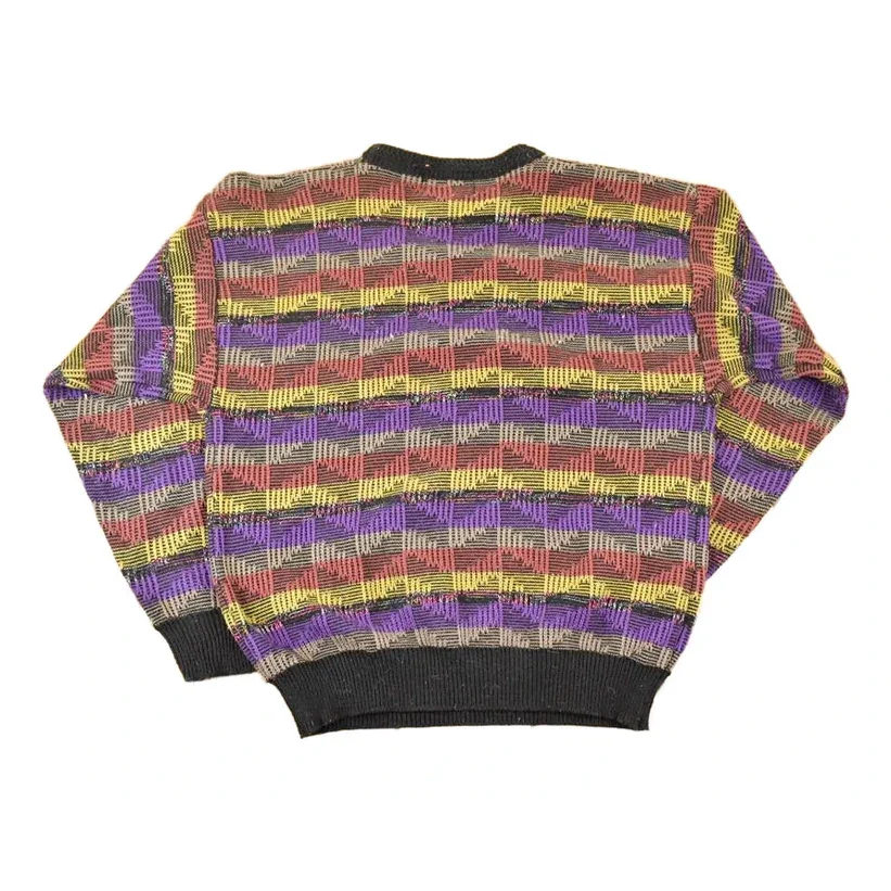 Vintage 1990s Expressions Worldwide Abstract Knit Crewneck Sweater Mens L - Image 2