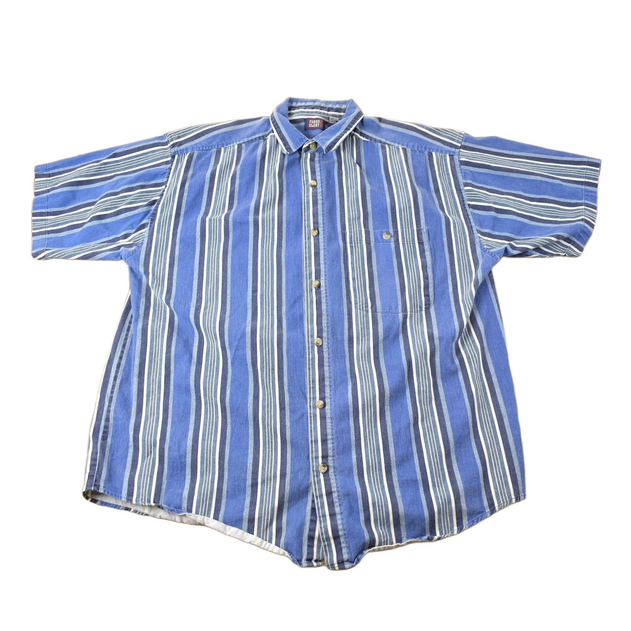 Vintage 1990s Faded Glory Striped Button Up Shirt Men's XL