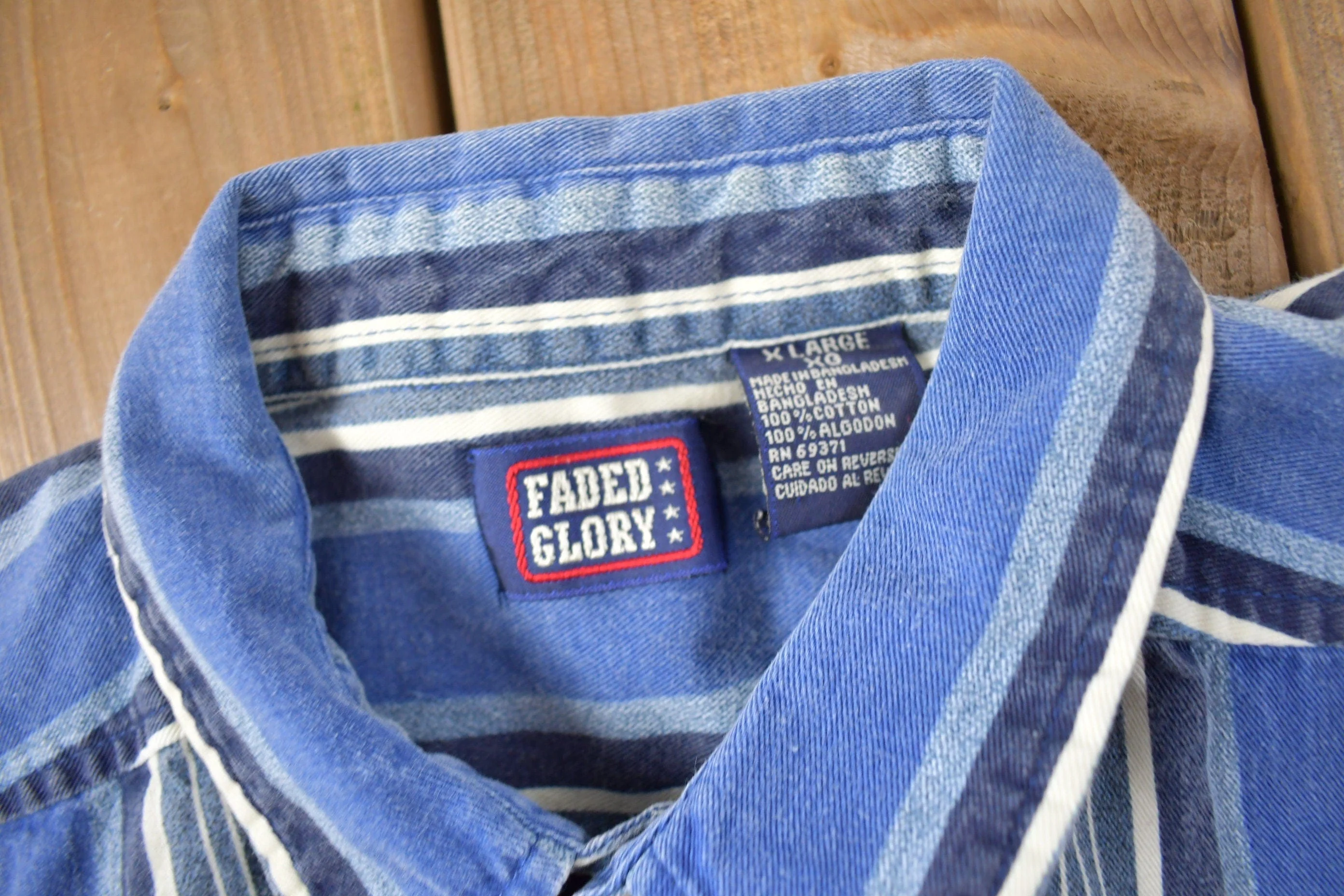 Vintage 1990s Faded Glory Striped Button Up Shirt Men's XL - Image 4