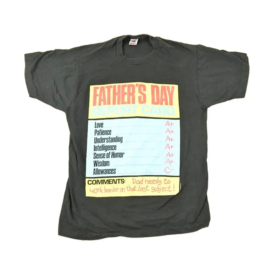 Vintage 1990s Fathers Day Report Card Souvenir T-Shirt Men's M
