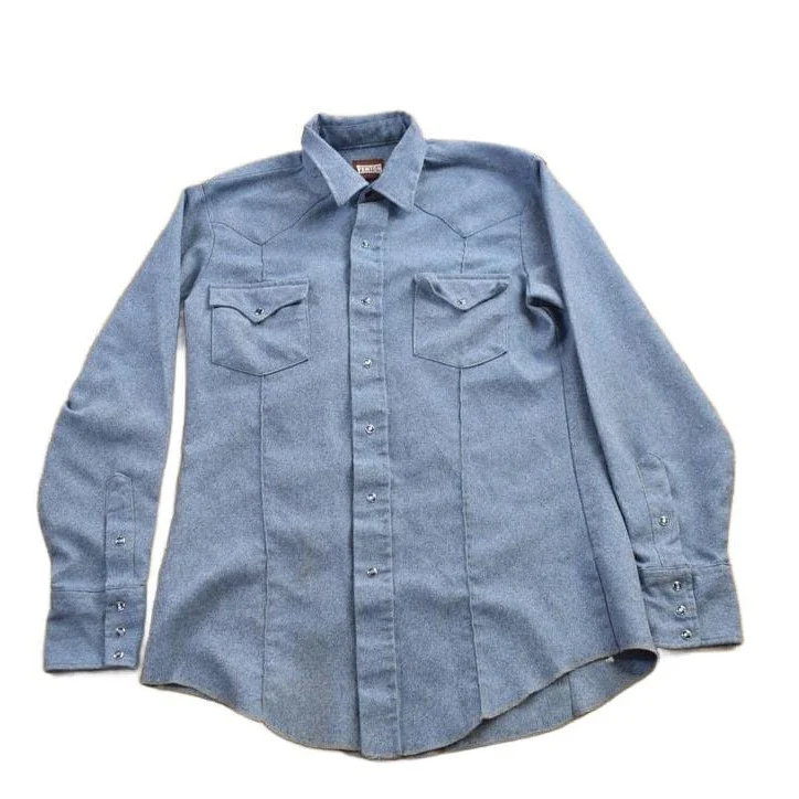 Vintage 1990s Fenton Western Style Denim Snap Button Shirt Men's M