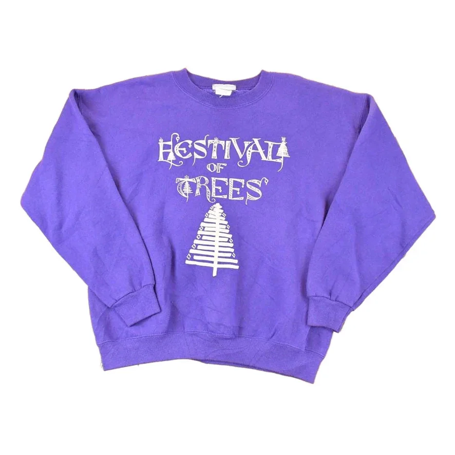 Vintage 1990s Festival Of Trees Graphic Print Crewneck Sweatshirt Mens L