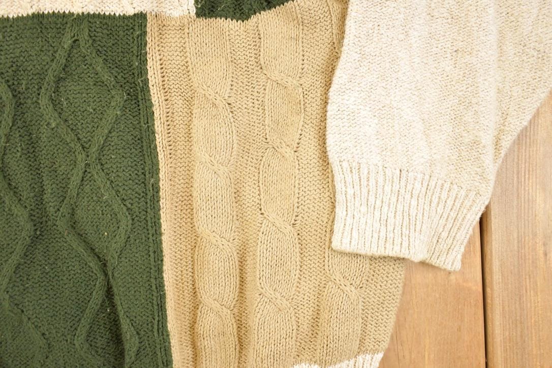 Vintage 1990s Field Gear Cable Knit Crewneck Sweater Men's XL - Image 3