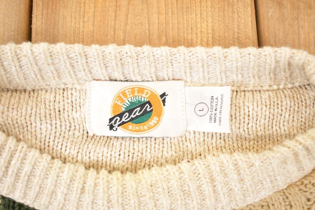 Vintage 1990s Field Gear Cable Knit Crewneck Sweater Men's XL - Image 5