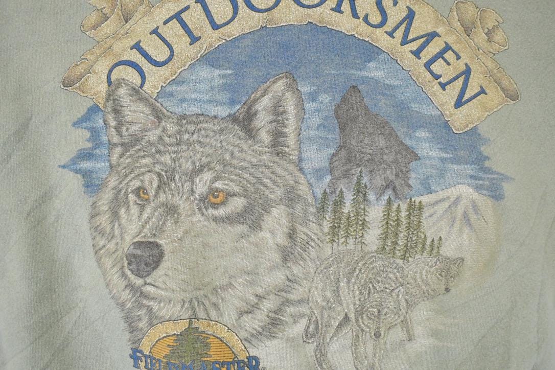 Vintage 1990s Fieldmaster Outdoorsman Big Wolf Graphic Print Crewneck Sweatshirt Men's XL - Image 3