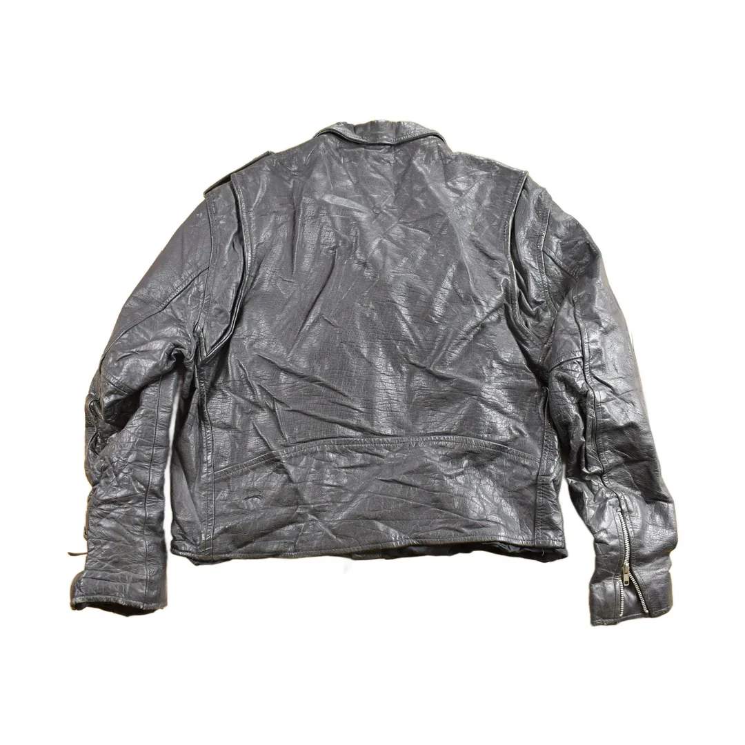 Vintage 1990s First Genuine Leather Biker Jacket Men's Large - Image 2