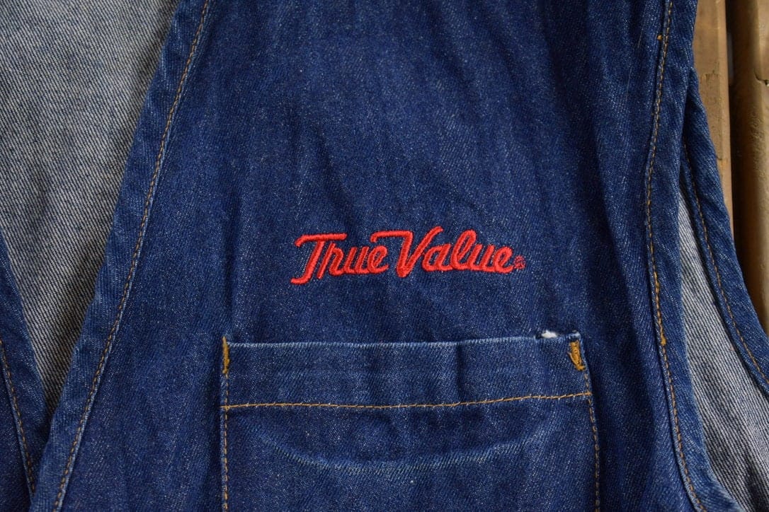 Vintage 1990s Fits Uniforms True Value Embroidered Denim Jean Vest Men's XL - Image 3