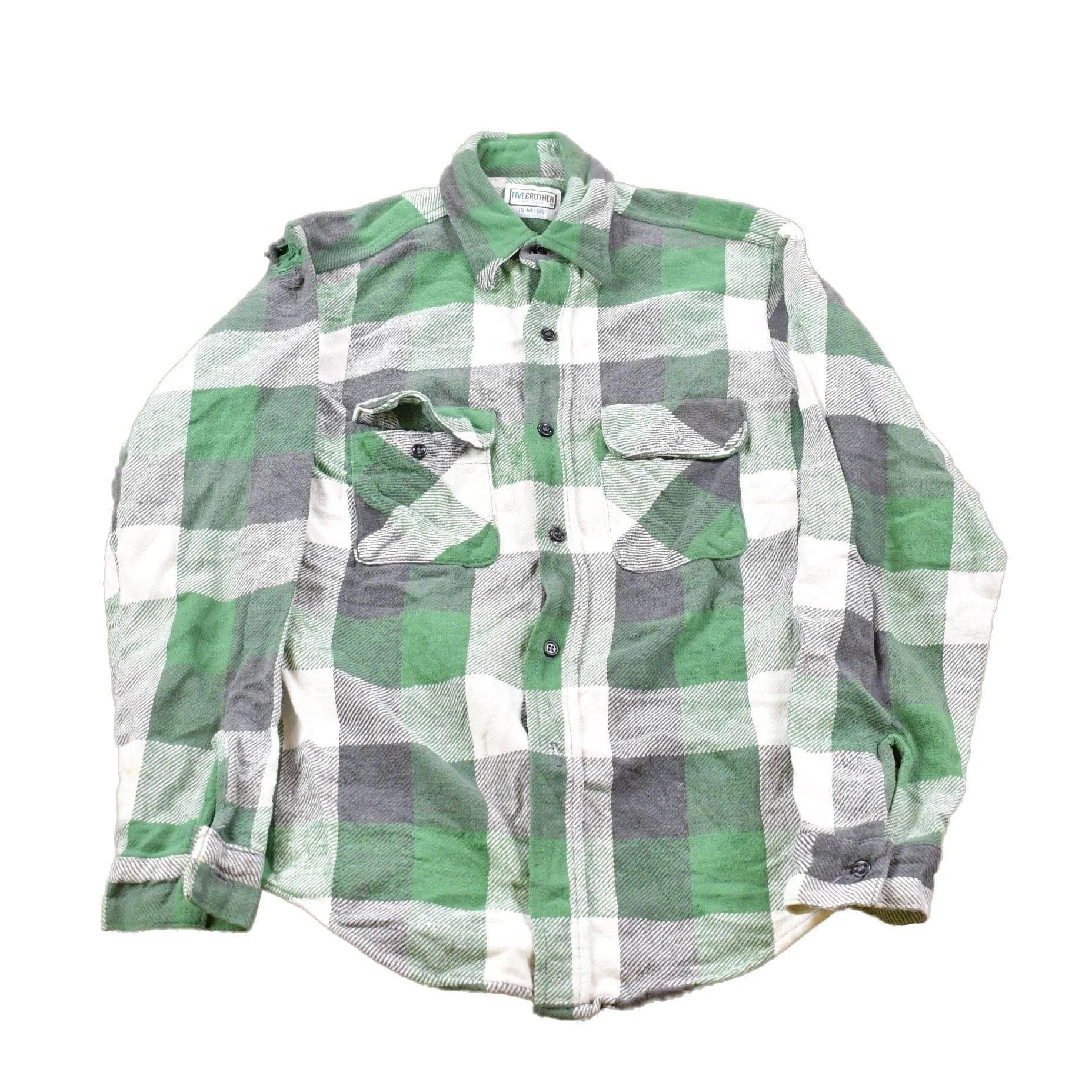 Vintage 1990s Five Brother Plaid Button Up Shirt Men's Medium