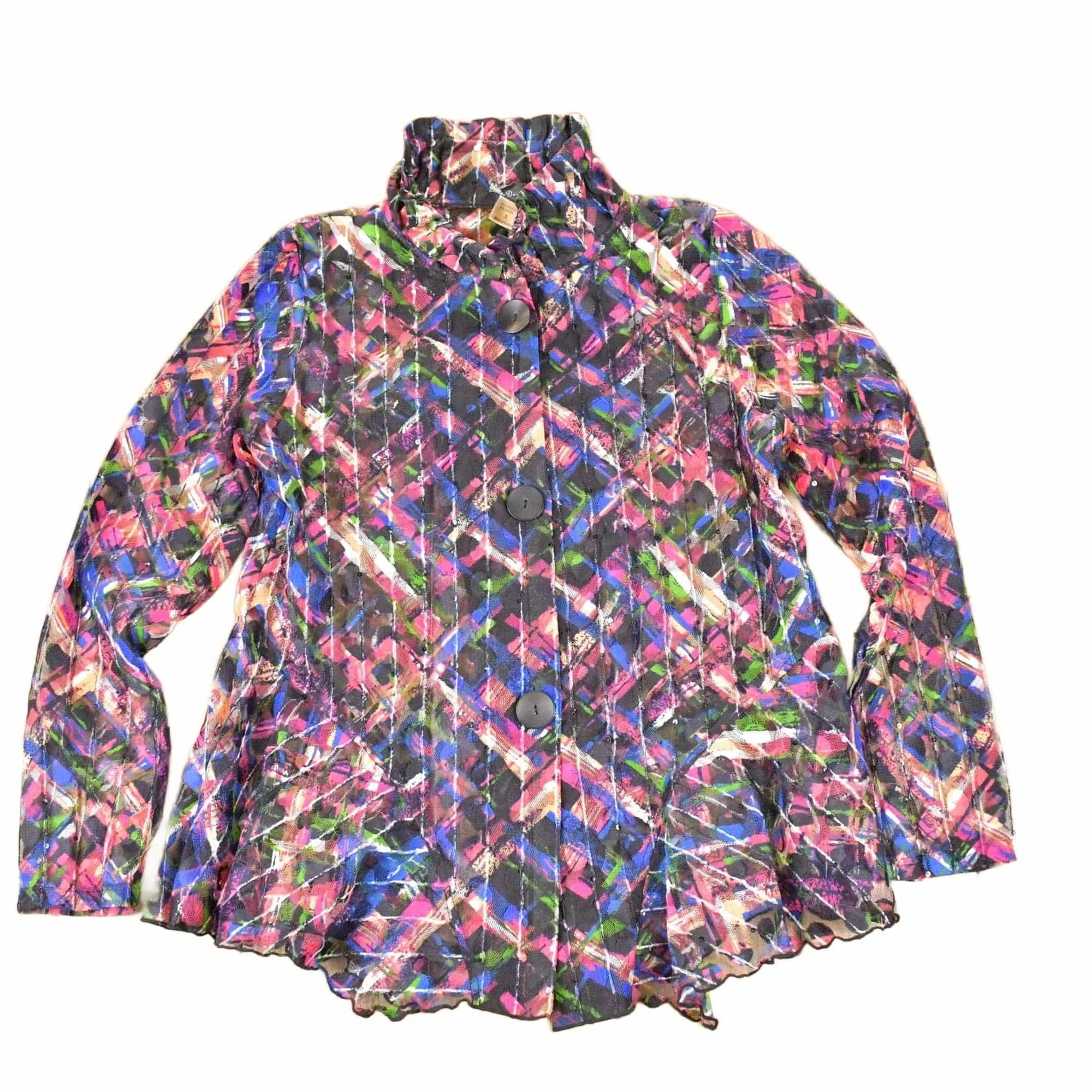 Vintage 1990s Floral Button Up Wire collar Blouse Shirt Womens S