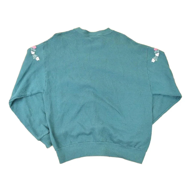 Vintage 1990s Floral Graphic Print Crewneck Sweatshirt Womens L - Image 2