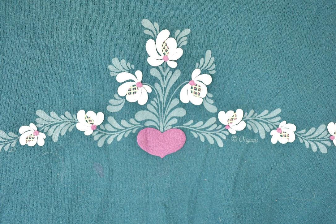 Vintage 1990s Floral Graphic Print Crewneck Sweatshirt Womens L - Image 3