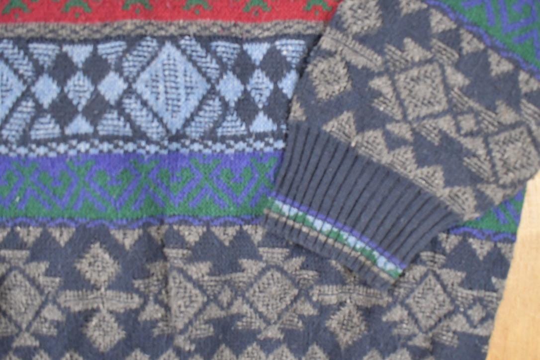 Vintage 1990s Florence Tricot Abstract Knit Crewneck Sweater Mens L - Image 3