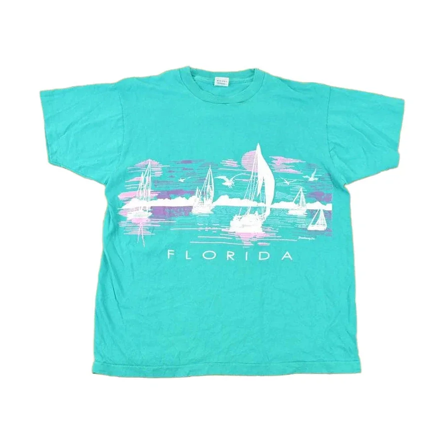 Vintage 1990s Florida Sailboats Souvenir Travel T-Shirt Men's M
