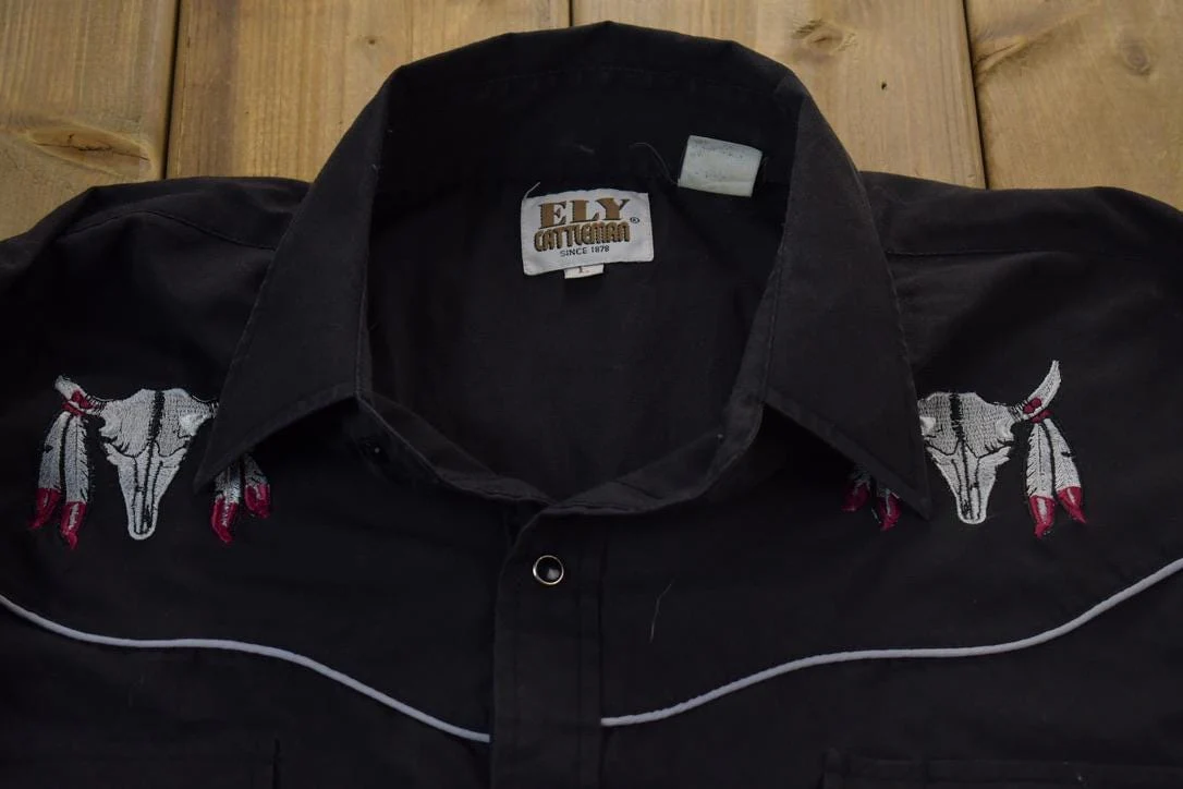 Vintage 1990s Fly Cattlemen Souvenir Button Up-Shirt Men's Large - Image 3