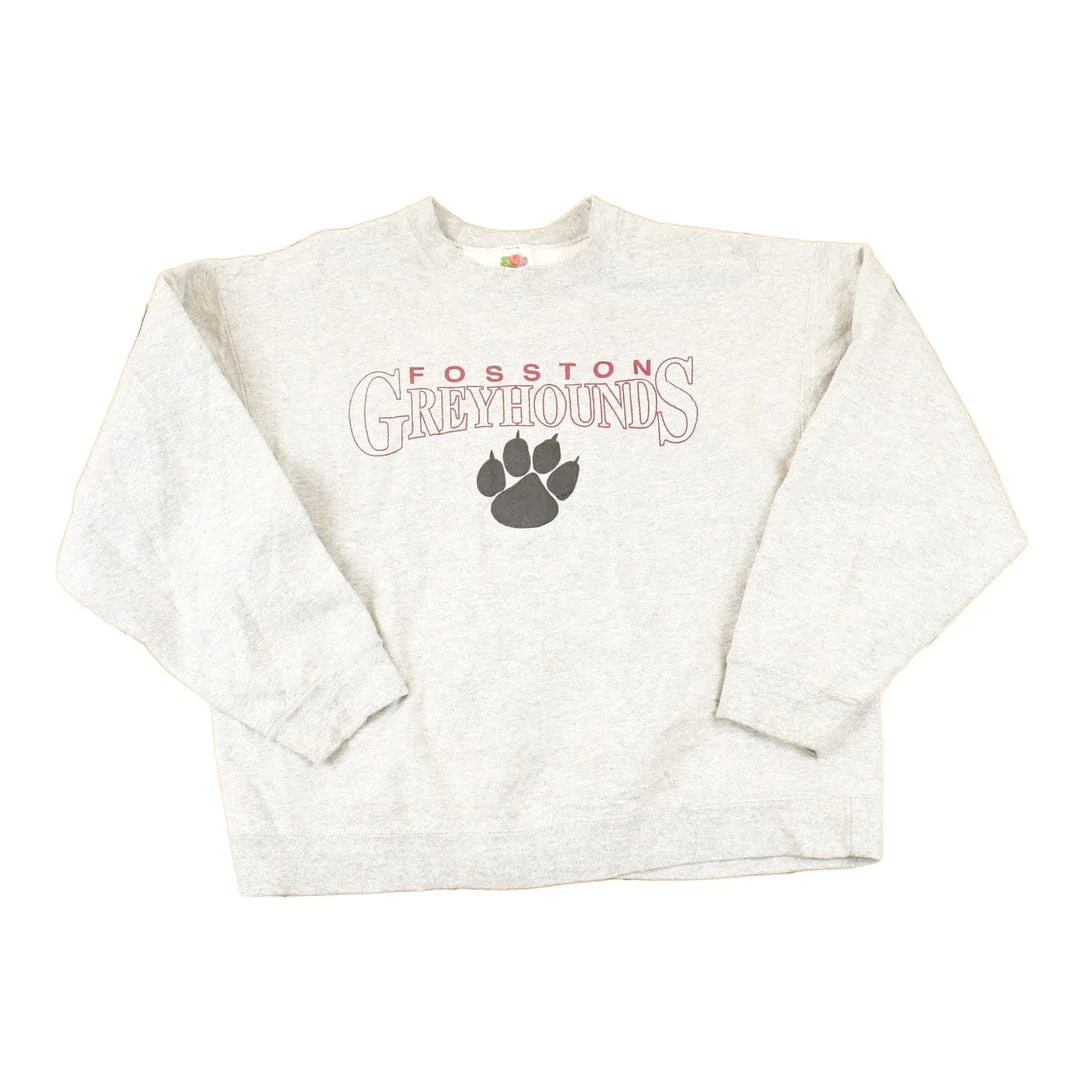 Vintage 1990s Foston Greyhounds Graphic Print Collegiate Crewneck Sweatshirt Men's L