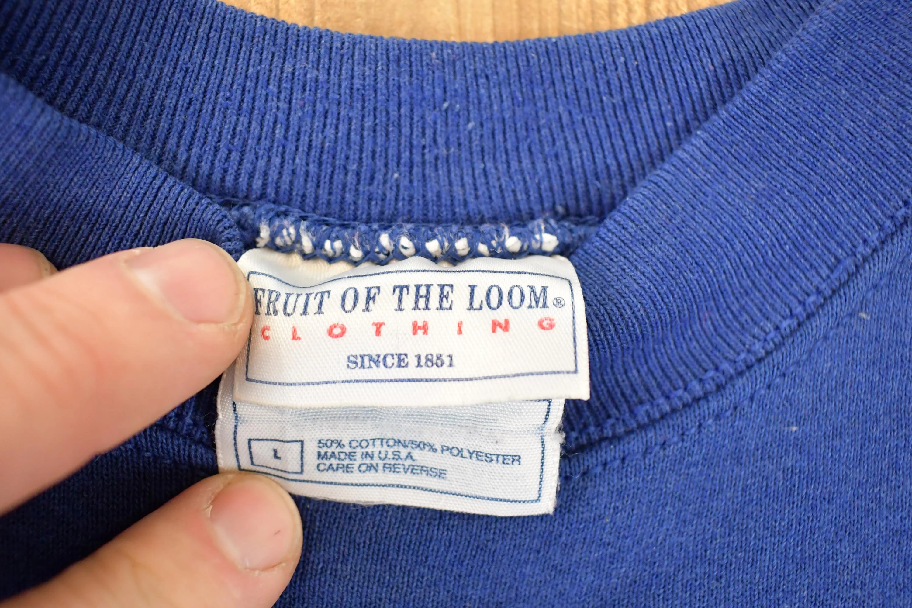 Vintage 1990s FOTL Blank Crewneck Sweatshirt Mens L - Image 3