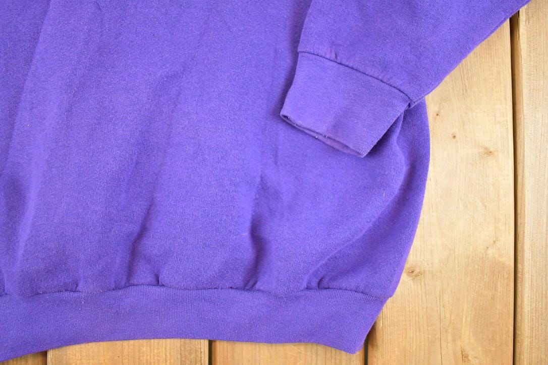 Vintage 1990s FOTL Blank Purple Souvenir Crewneck Sweatshirt Men's XL - Image 3