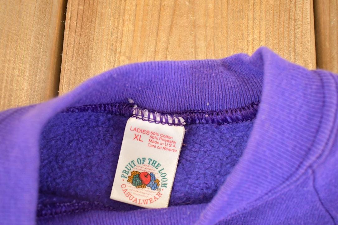 Vintage 1990s FOTL Blank Purple Souvenir Crewneck Sweatshirt Men's XL - Image 4
