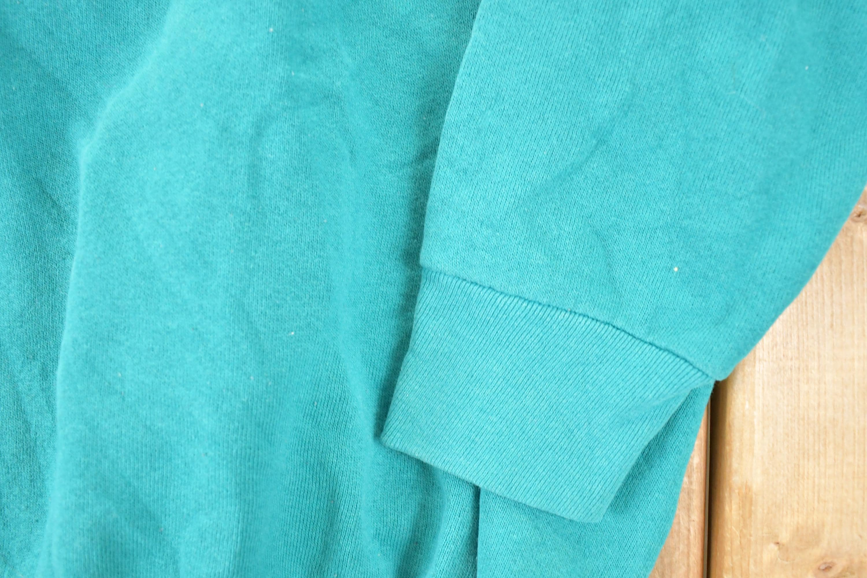 Vintage 1990s FOTL Blank Teal Crewneck Sweatshirt Men's S - Image 3