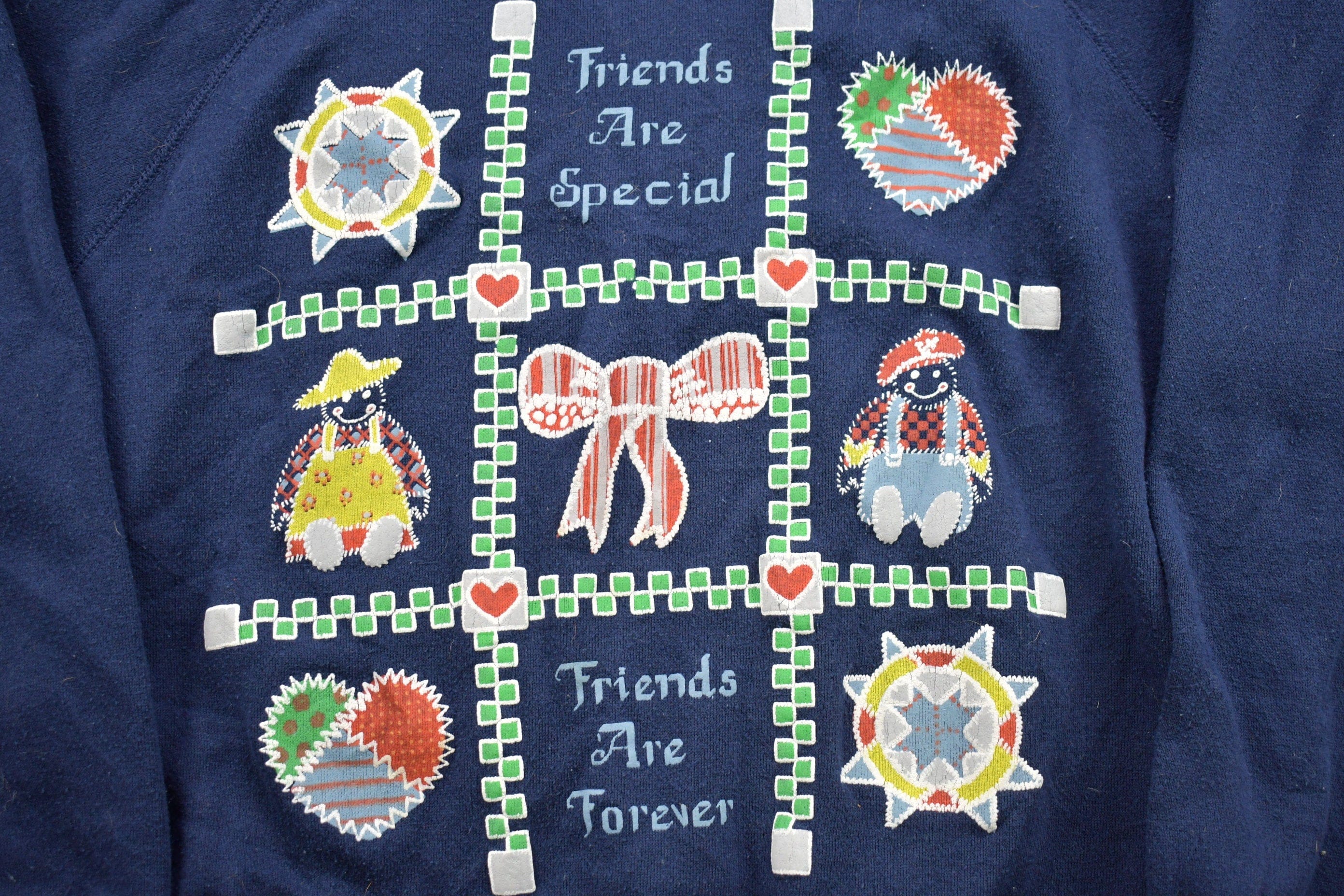 Vintage 1990s Friends Quilted Crewneck Sweater Men's Small - Image 4