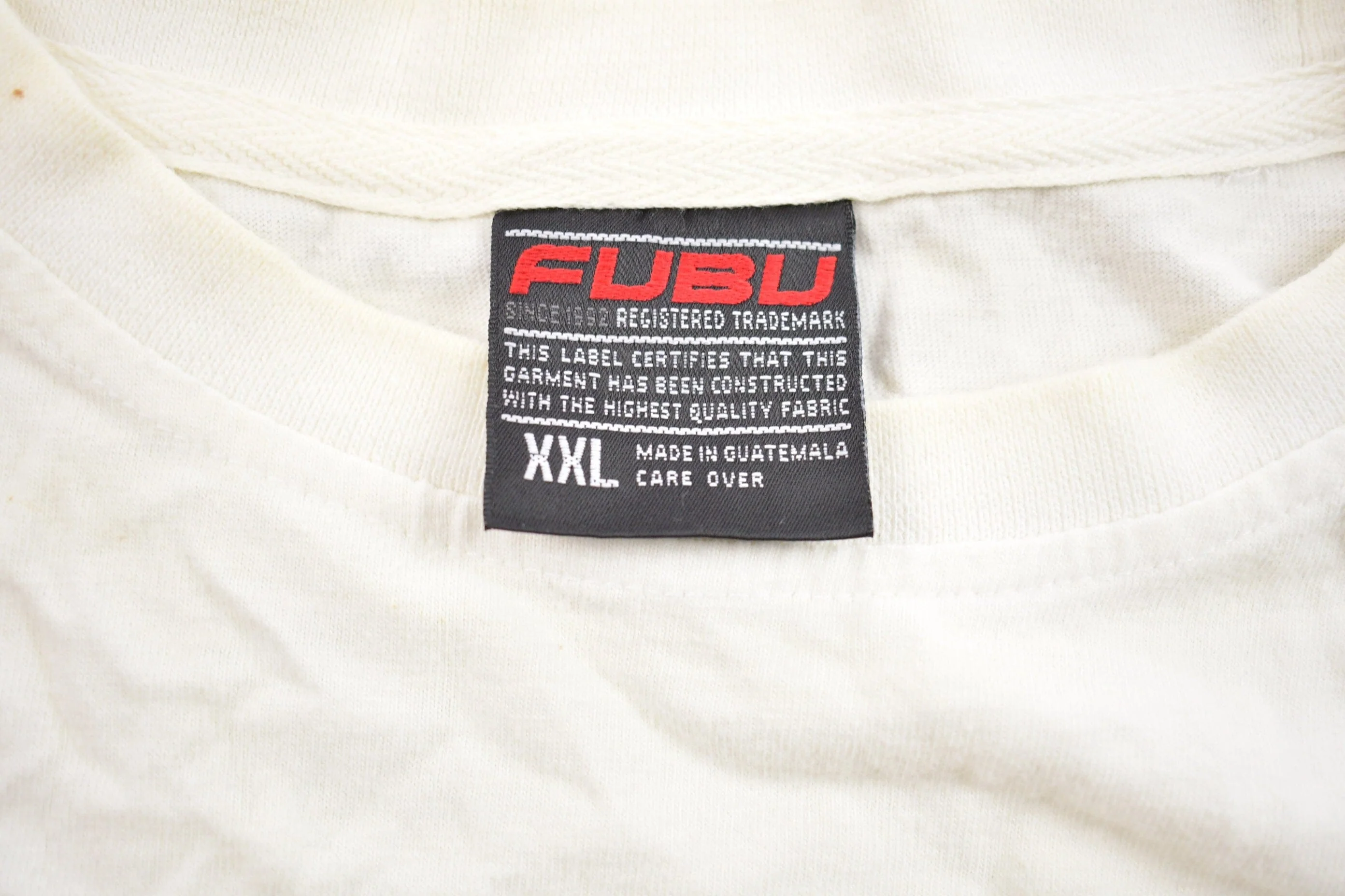 Vintage 1990s FUBU.CO.XC11 Fuzzy Embroidered Lettering T-Shirt Men's 3XL - Image 9
