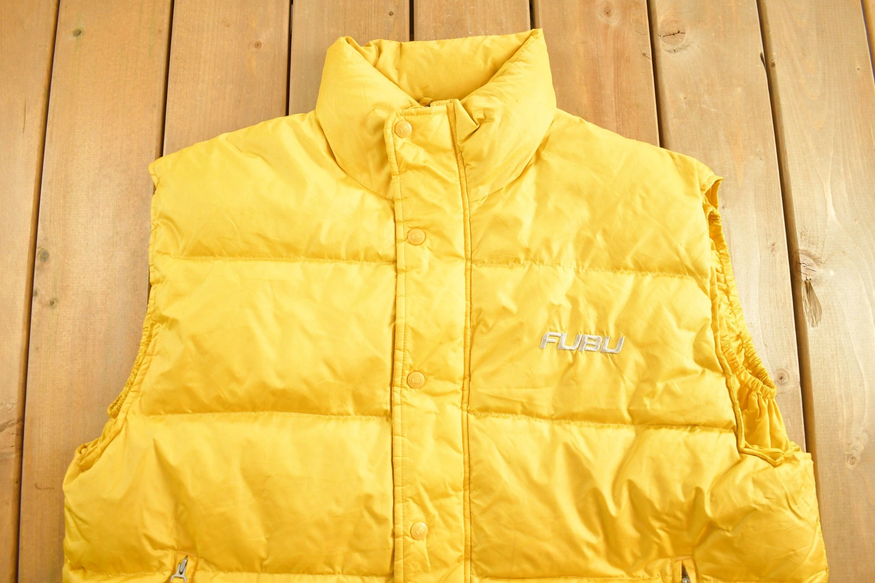 Vintage 1990s Fubu Jeans Puffer Vest Men's 2XL - Image 3