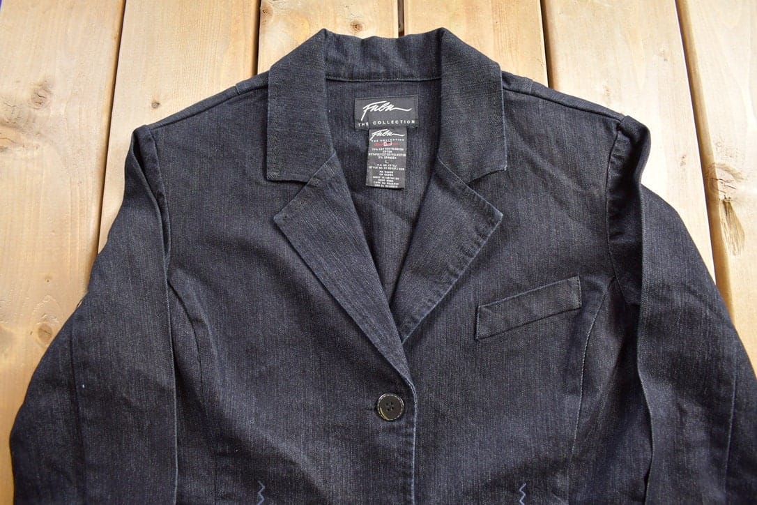 Vintage 1990s Fubu The Collection Light Weight Denim Button Up Blazer Women's S - Image 3