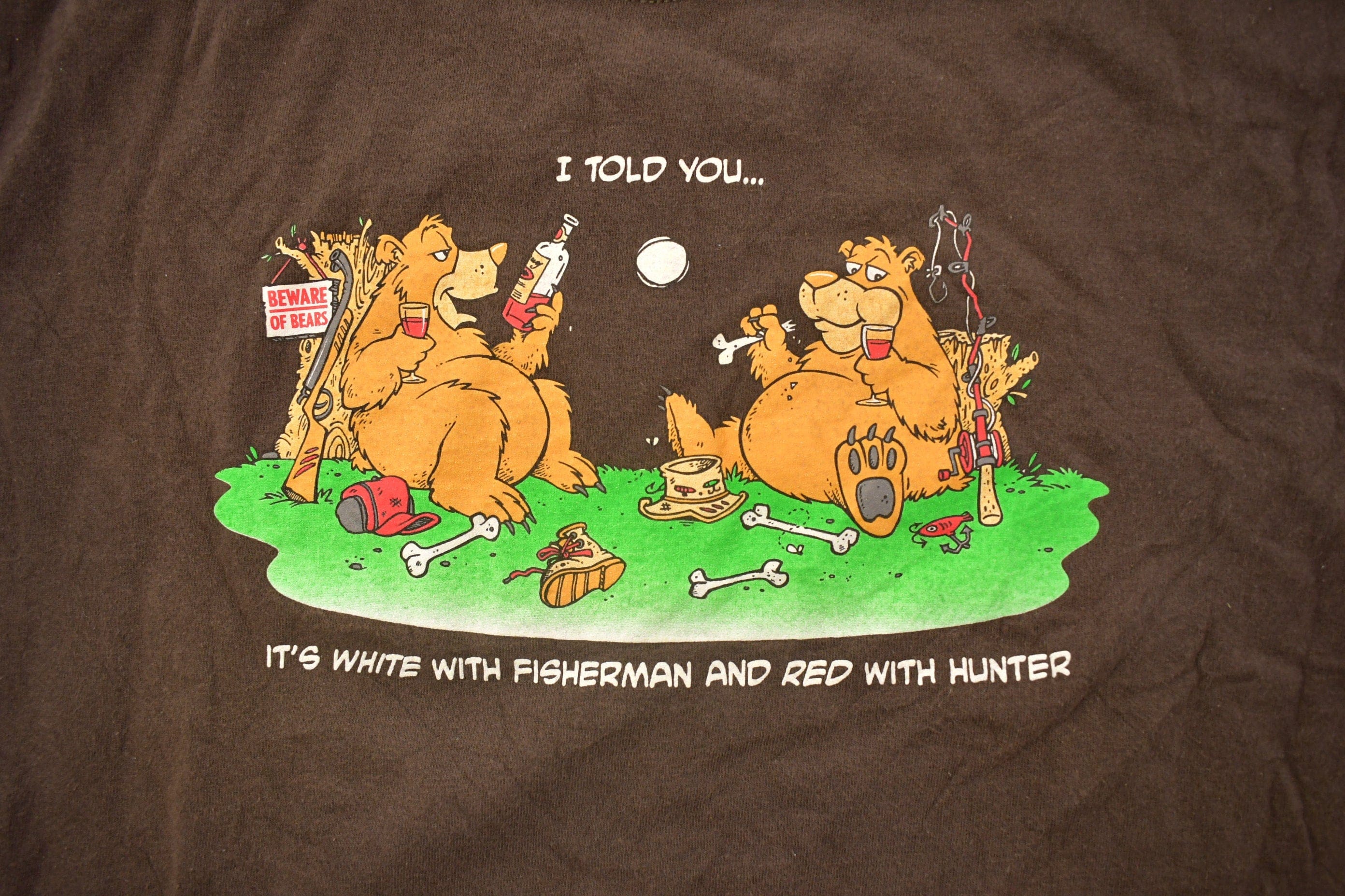 Vintage 1990s Funny Cartoon Bears Graphic T Shirt Men's XL - Image 3