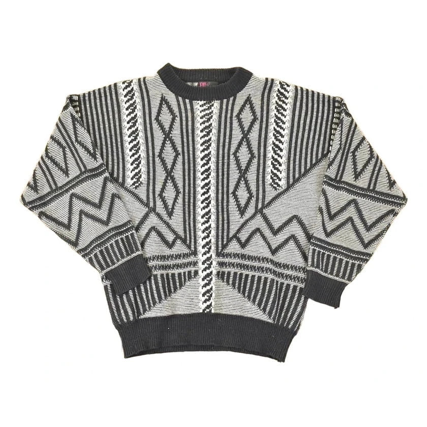 Vintage 1990s FYI Private Stock Abstract Knit Crewneck Sweater Men's L