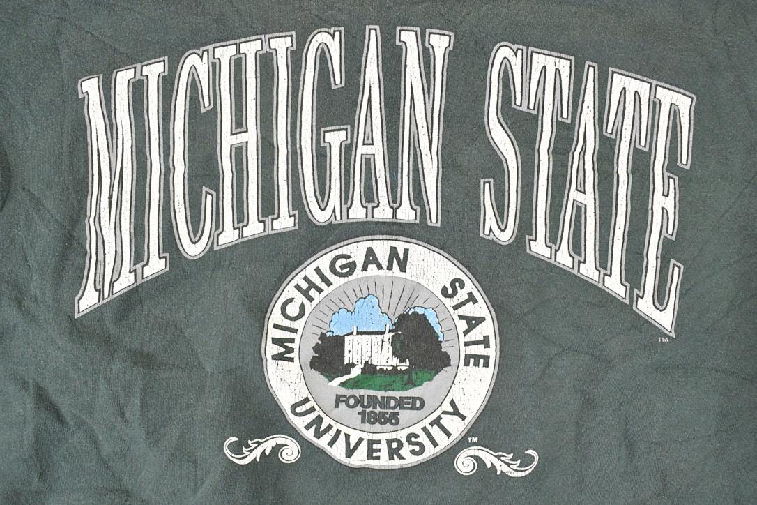 Vintage 1990s Galt Sand Michigan State University Crewneck Sweater Womens Cropped XL - Image 3