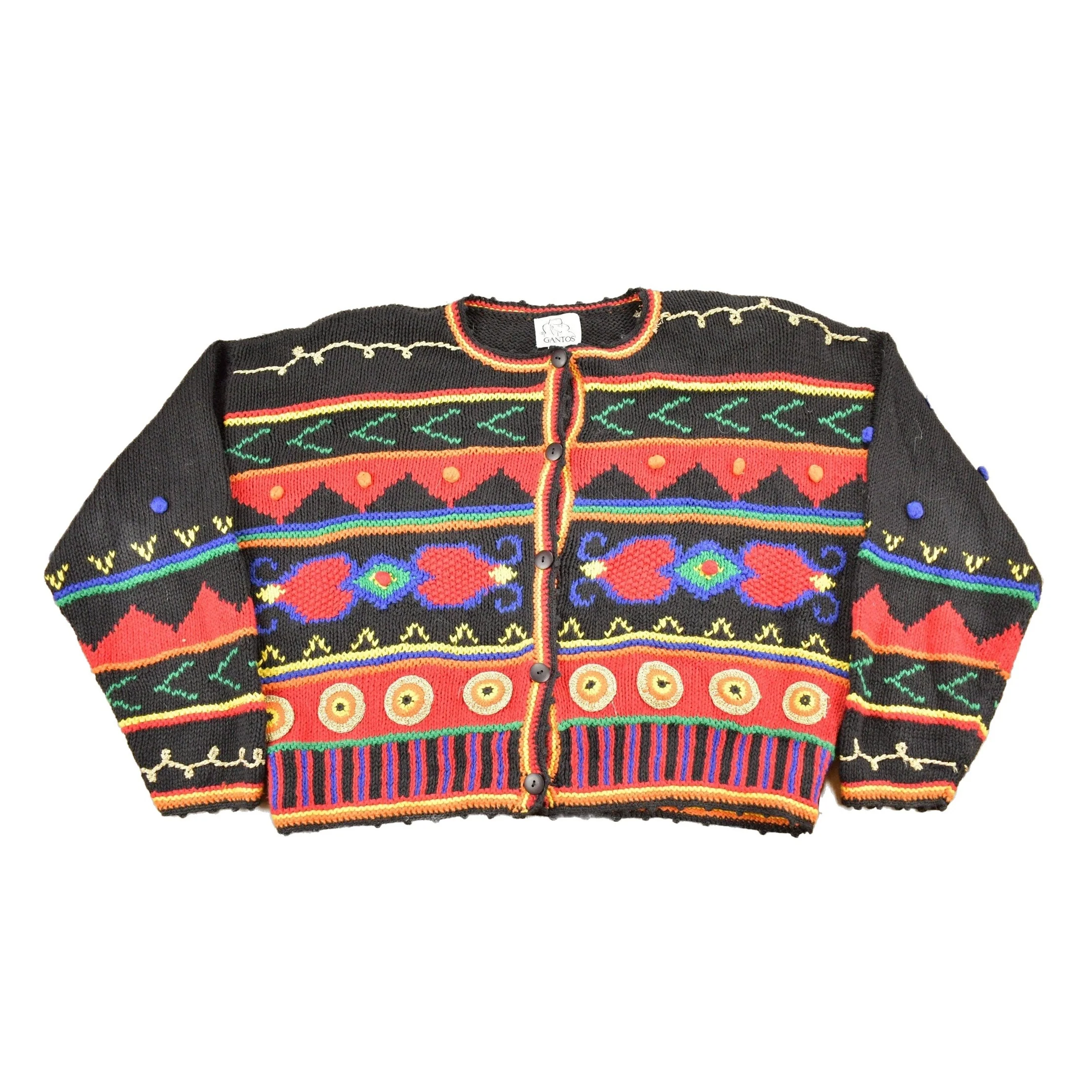 Vintage 1990s Gantos Button Up Knit Sweater Men's Large