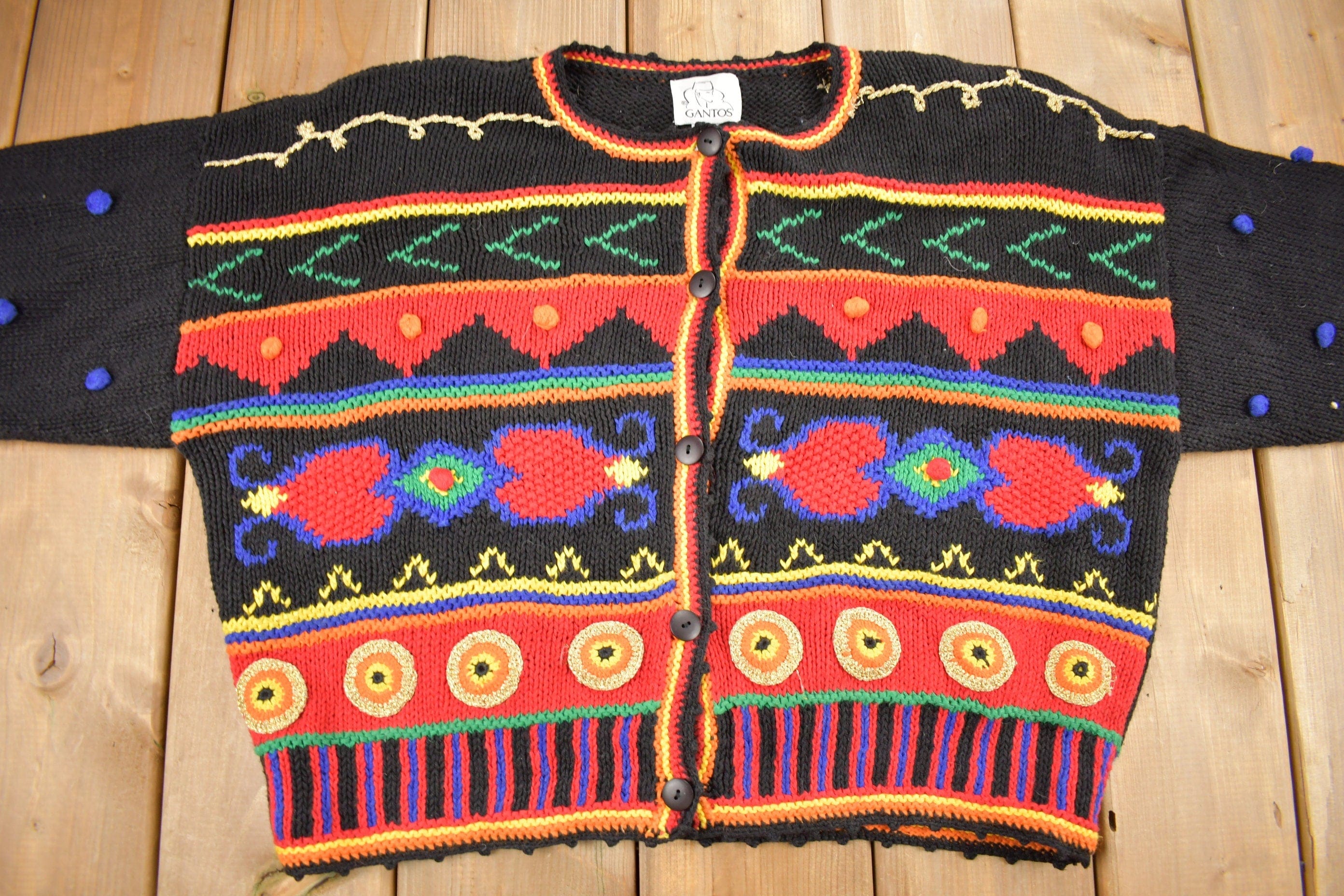 Vintage 1990s Gantos Button Up Knit Sweater Men's Large - Image 3