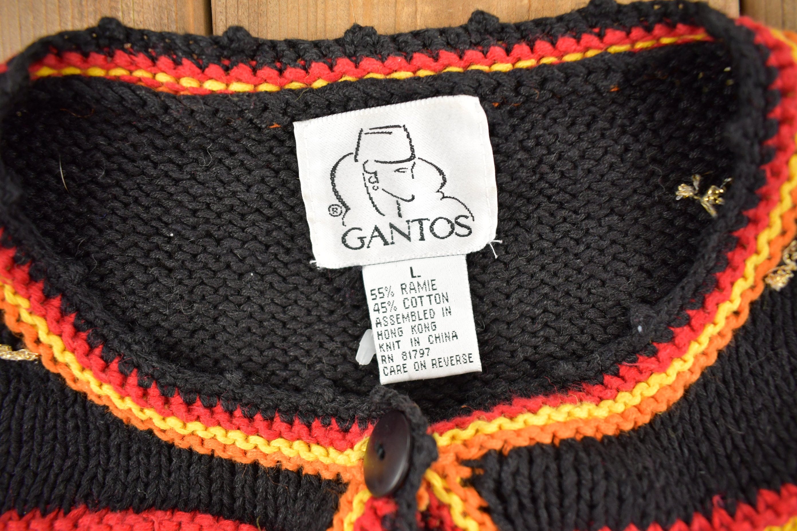 Vintage 1990s Gantos Button Up Knit Sweater Men's Large - Image 4