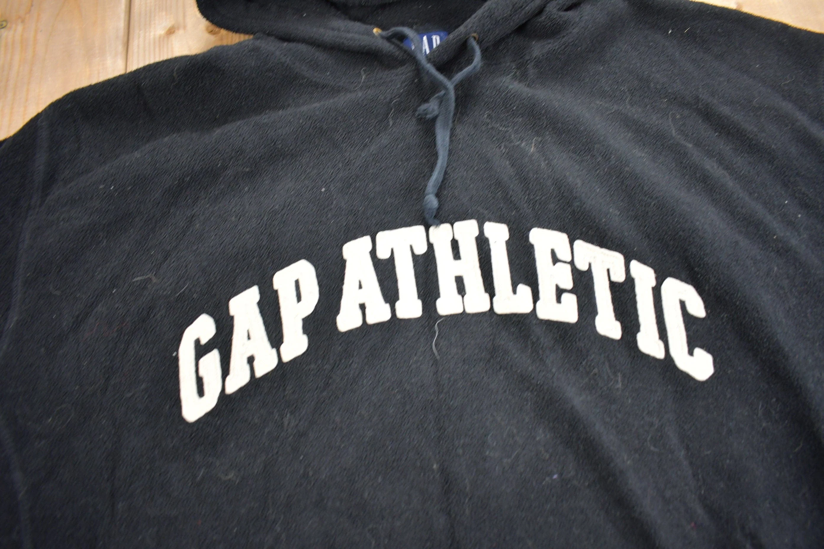 Vintage 1990s GAP Embroidered Fleece Hoodie Men's XL - Image 3