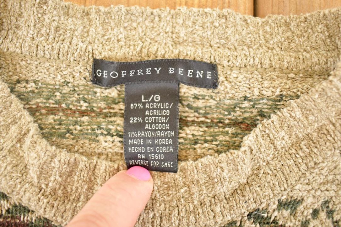 Vintage 1990s Geoffrey Beene Abstract Knit Sweater Men's L - Image 5