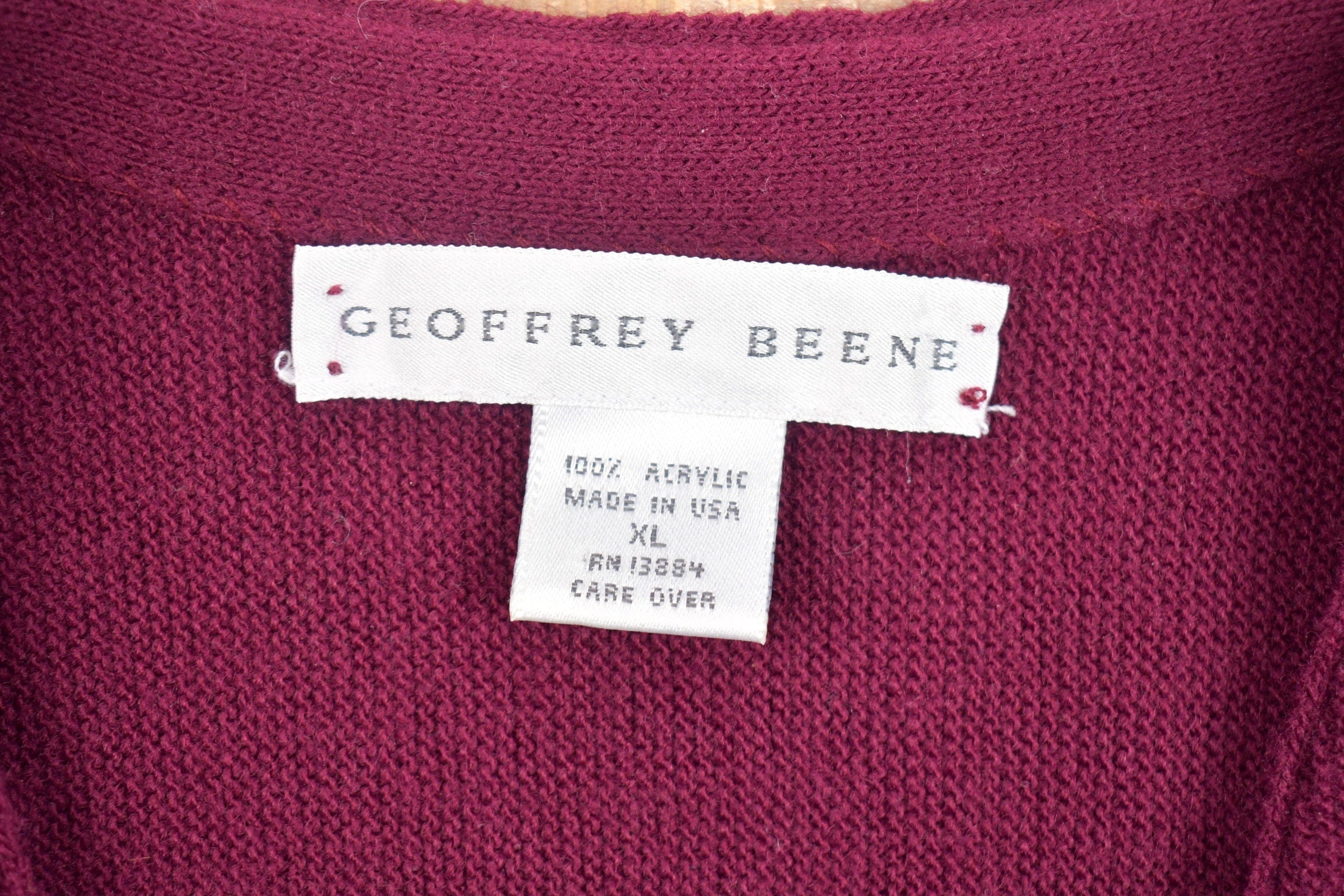 Vintage 1990s Geoffrey Beene Button Up Cardigan Sweater Men's XL - Image 3