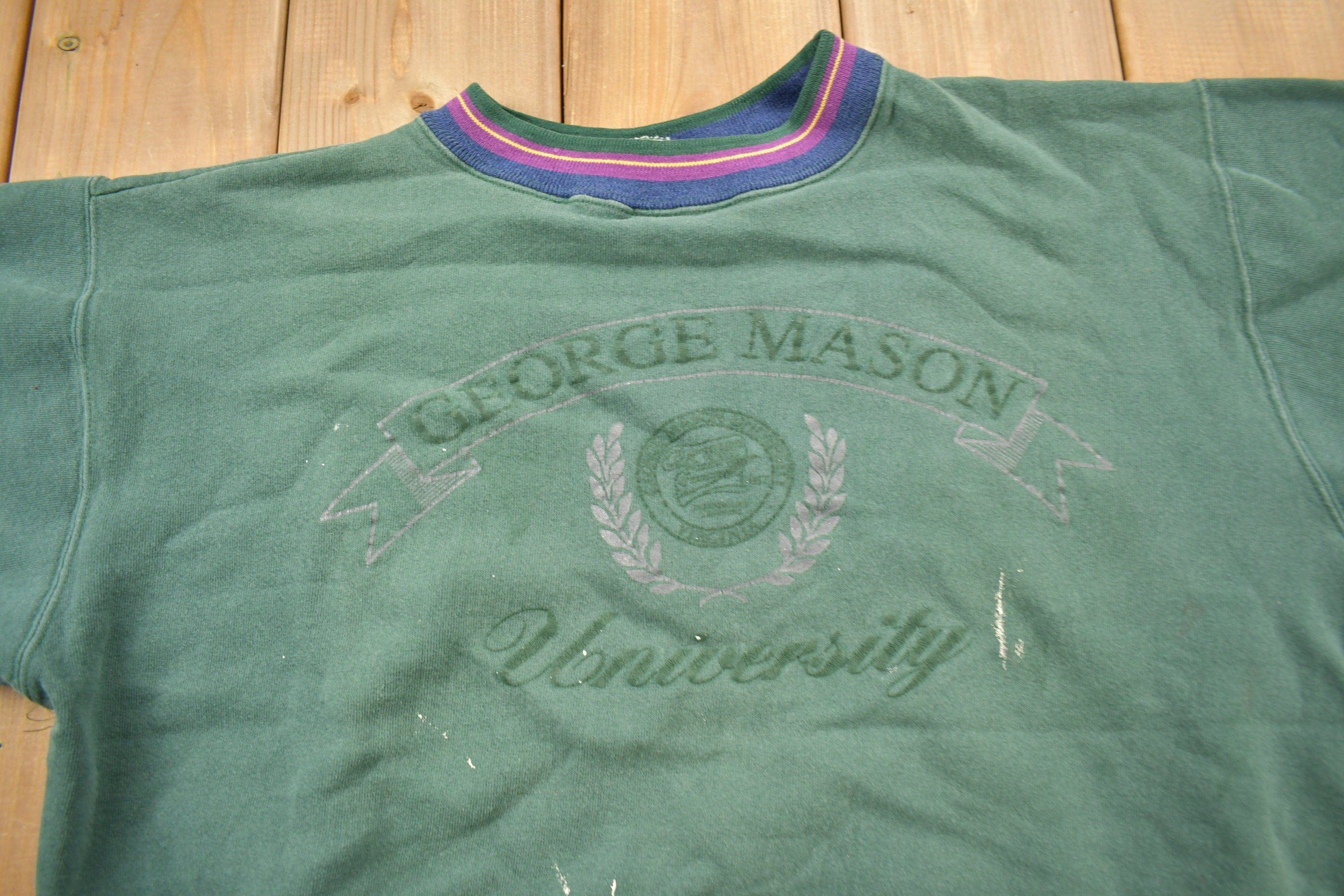 Vintage 1990s George Mason University Collegiate Crewneck Men's Large - Image 3