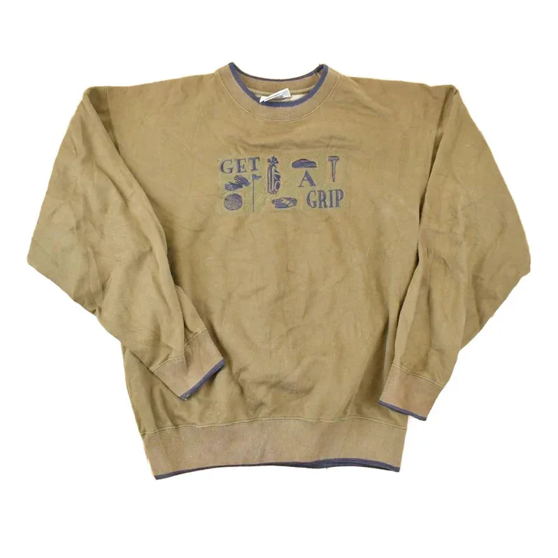 Vintage 1990s Get A Grip Embroidered Golf Crewneck Sweatshirt Men's L