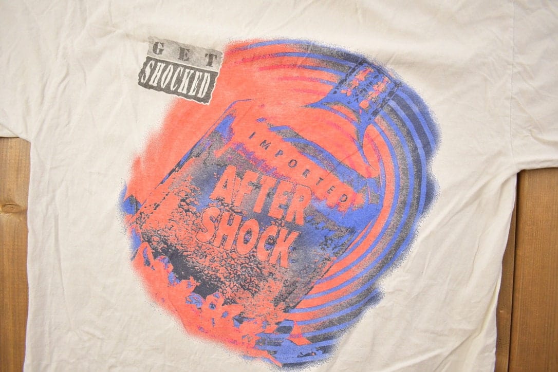 Vintage 1990s Get Shocked Graphic T Shirt Men's Medium - Image 4