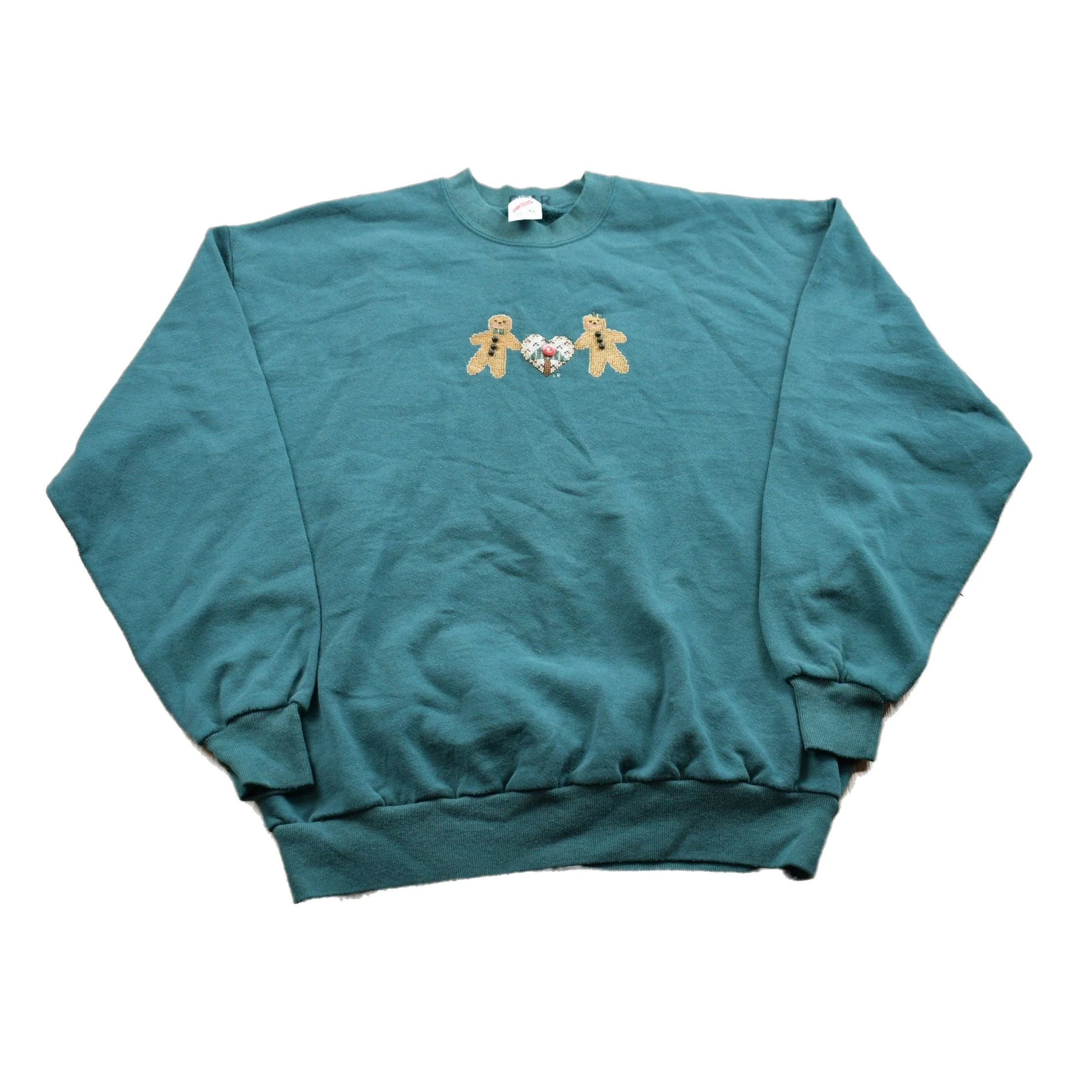 Vintage 1990s Gingerbread Theme Crewneck Sweater Men's Medium