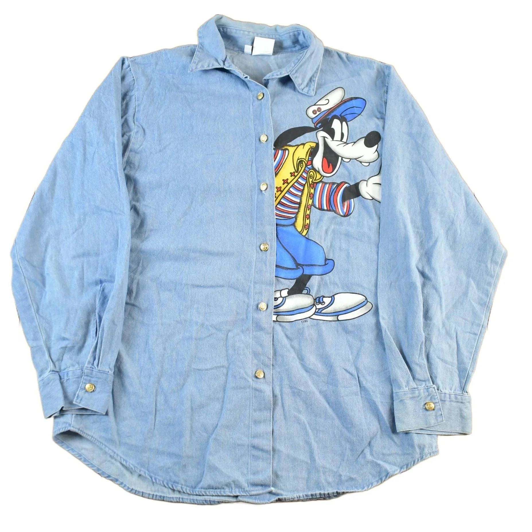 Vintage 1990s Goofy Disney Denim Button Up Shirt Women's Large