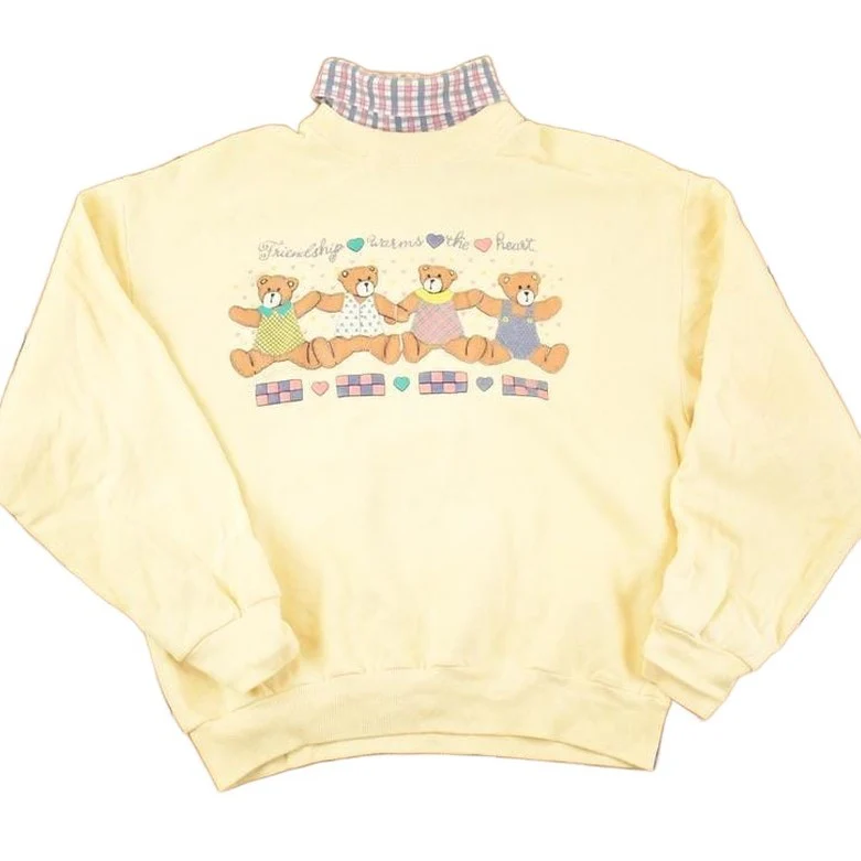 Vintage 1990s Gopher Sport Cute Teddys Friendship Collared Crewneck Sweatshirt Men's M