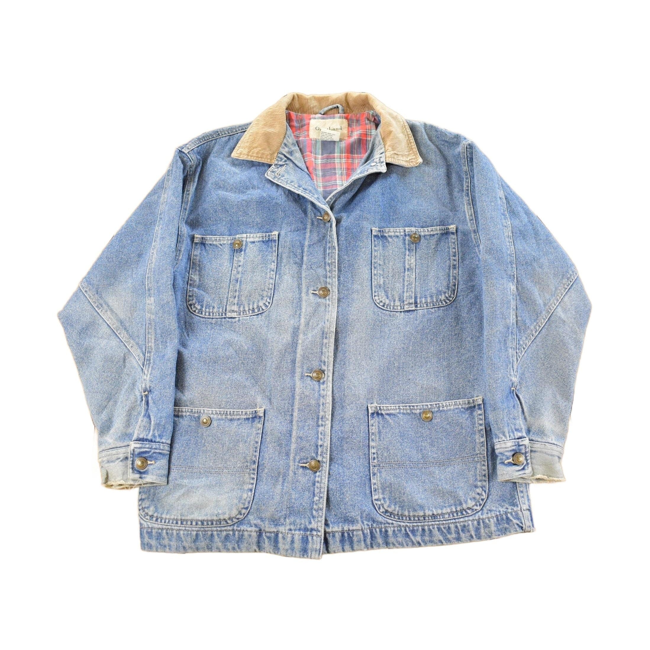Vintage 1990s Great Land Flannel Lined Denim Chore Coat Women's Small