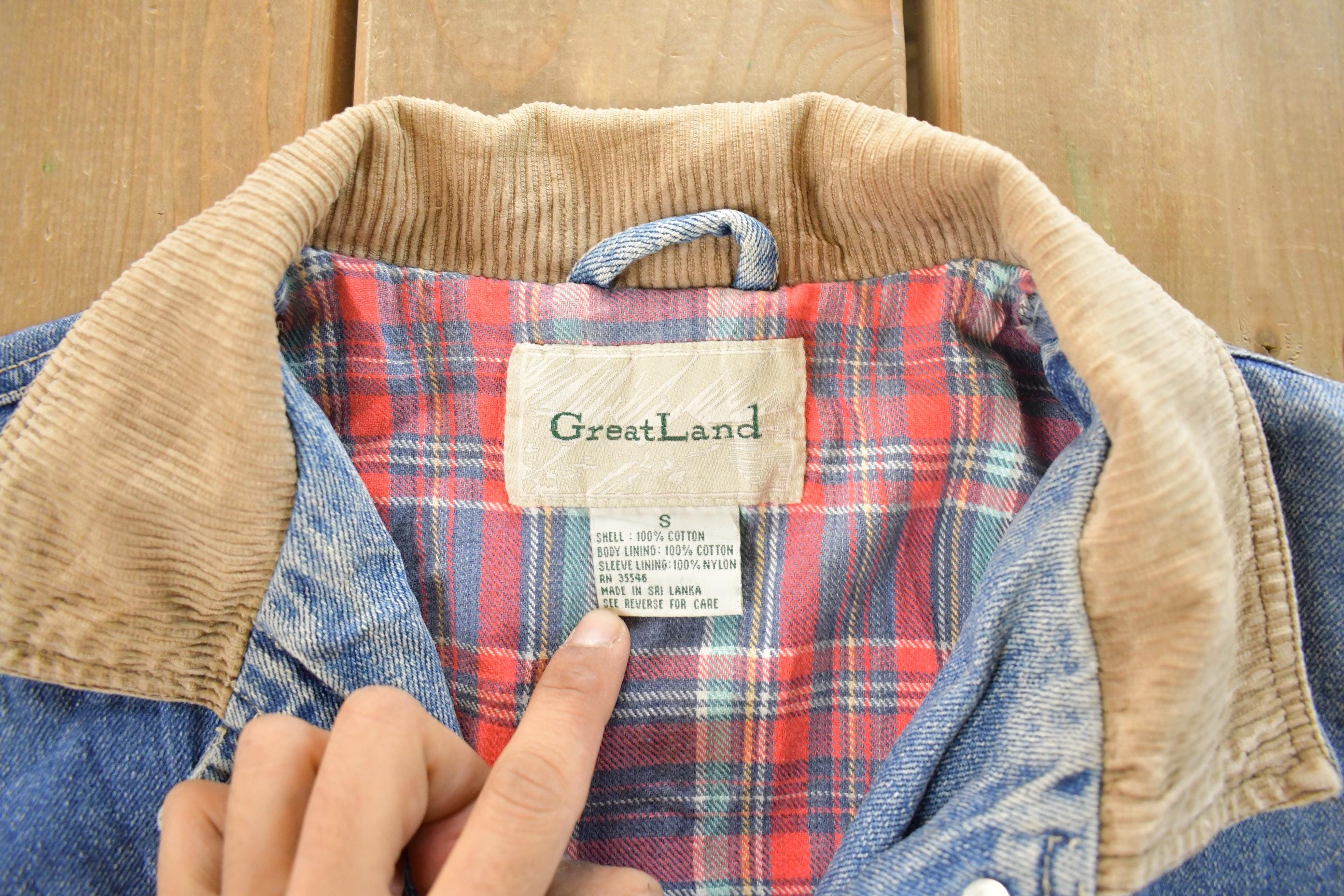 Vintage 1990s Great Land Flannel Lined Denim Chore Coat Women's Small - Image 4