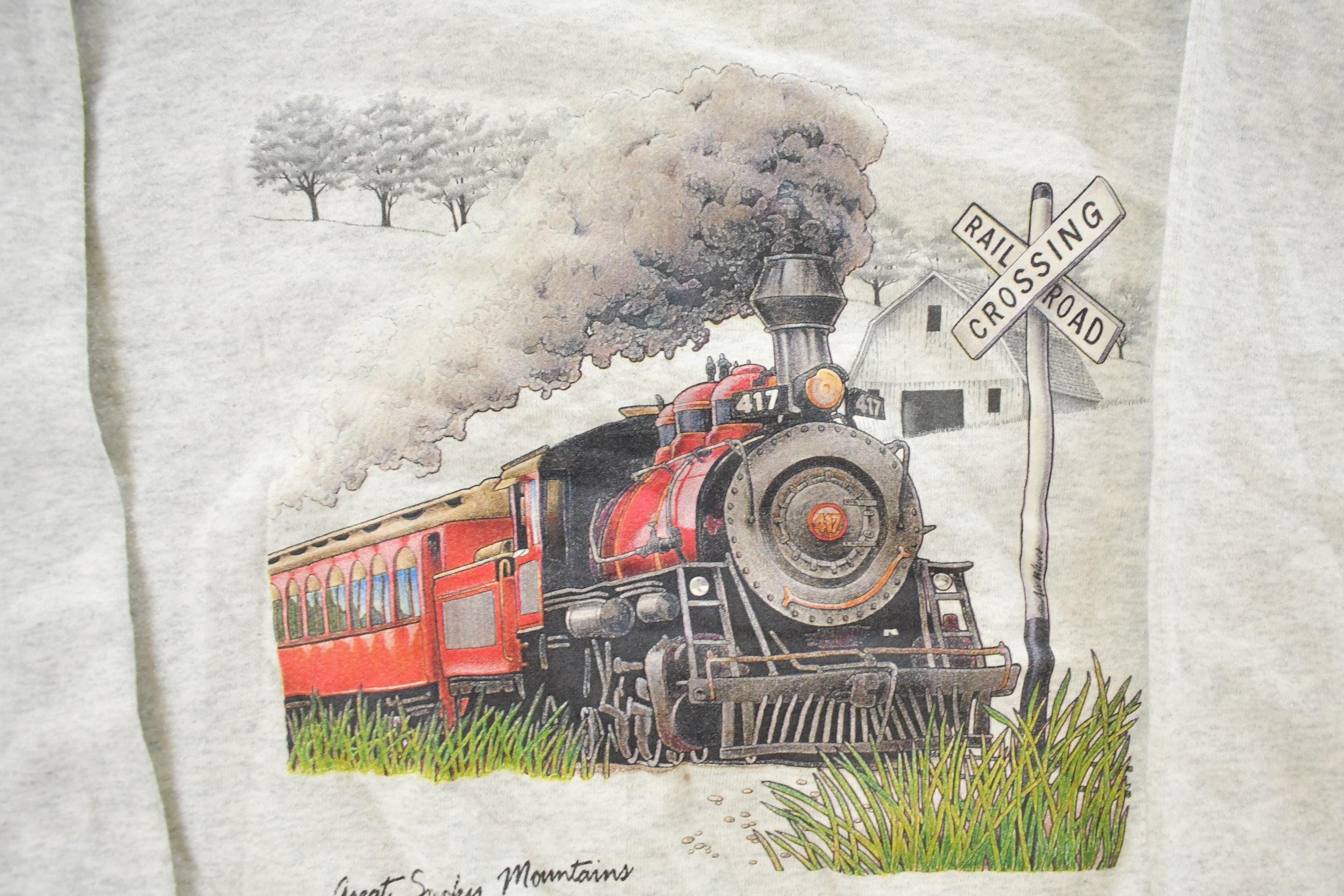 Vintage 1990s Great Smokey Mountains Railway Crewneck Sweatshirt Men's Small - Image 3