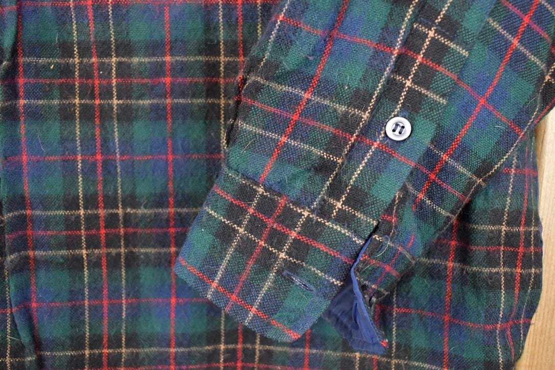 Vintage 1990s Greatland Sportswear Plaid Lined Button Up Sweater Men's L - Image 4